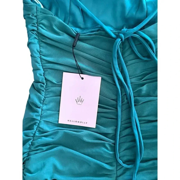 NWT Hello Molly Turquoise Bodycon Satin Maxi Dress Size 2 - Picture 4 of 7